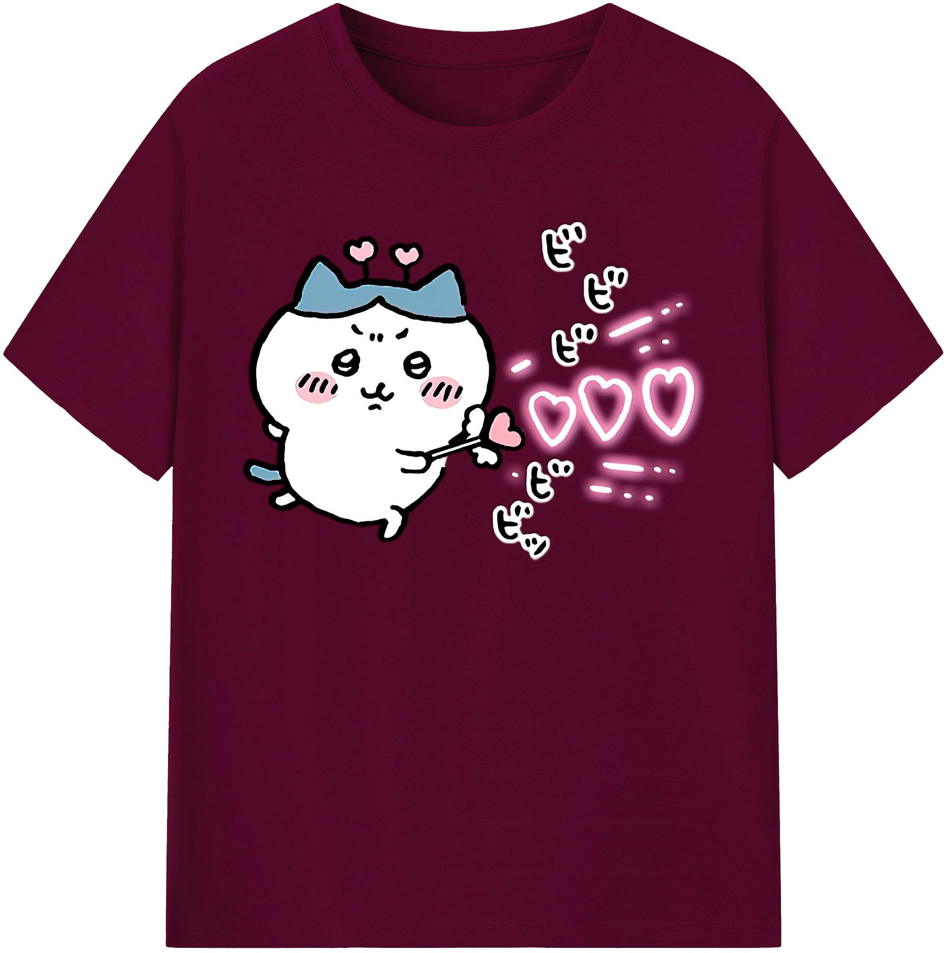 （画像用） ちいかわ ハチワレ Chii-kawa hachiware レディースカジュアルプリントTシャツ（綿100％）